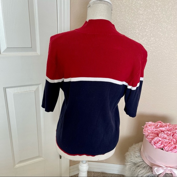 Christopher & Banks red white blue color block pullover sweater - Picture 3 of 4